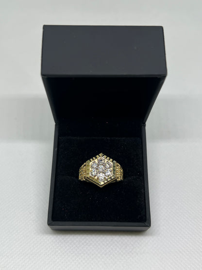 10K Solid Gold Mens Ring - Chain Included
