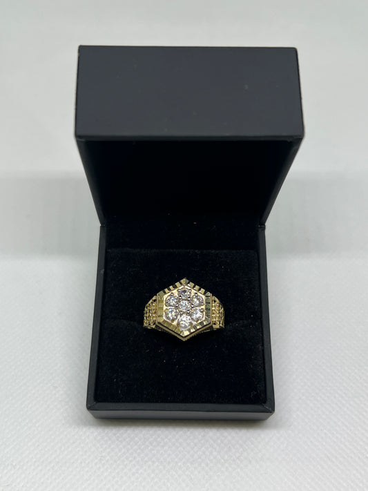 10K Solid Gold Mens Ring - Chain Included