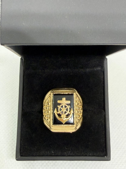 10K Solid Gold Anchor Ring - Size 8