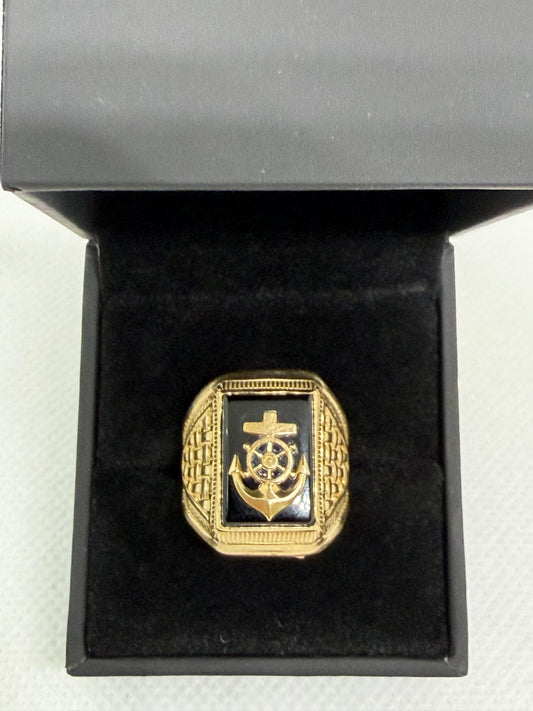 10K Solid Gold Anchor Ring - Size 8