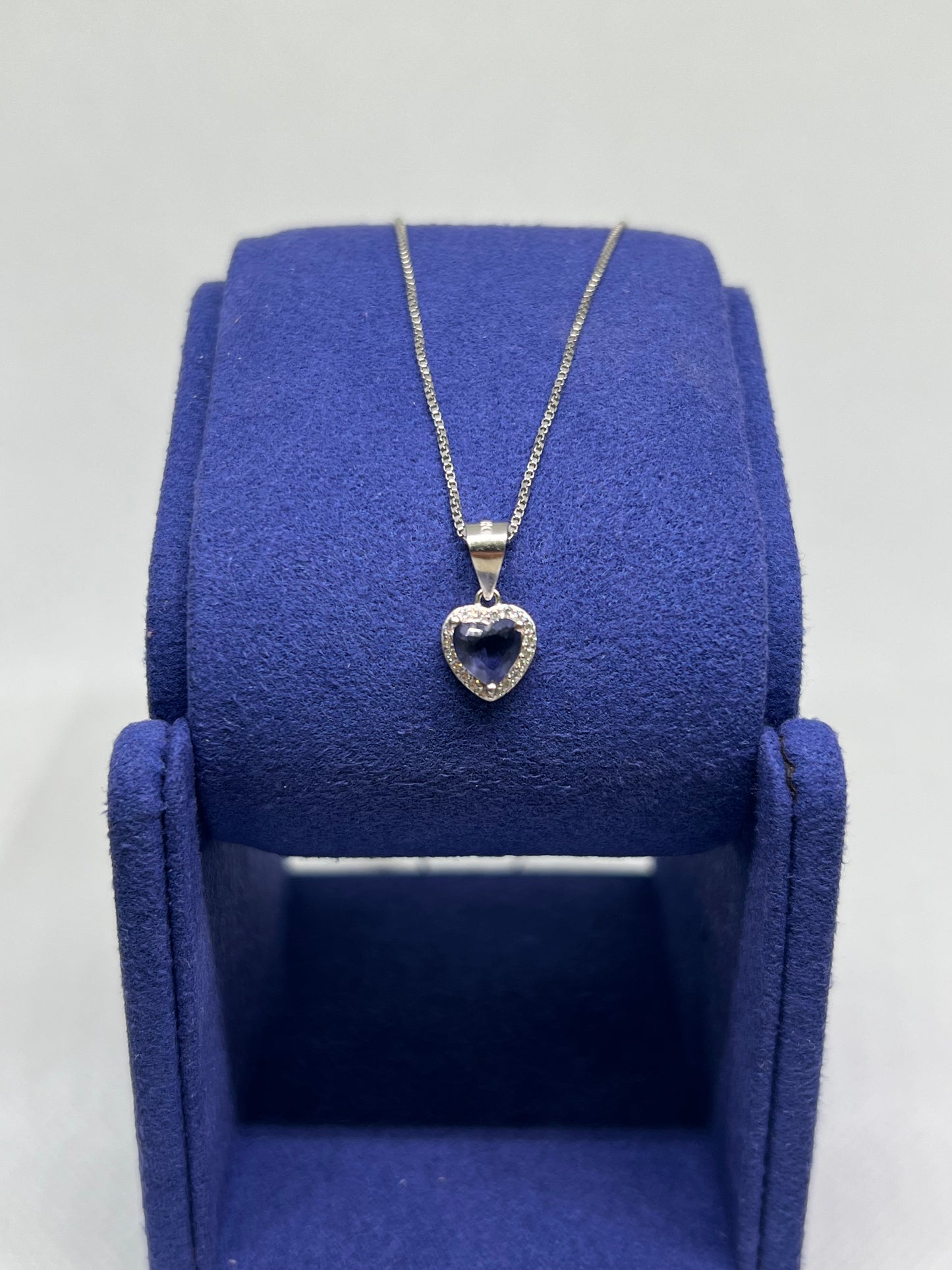 Sterling Silver Purple Diamond Hear Earring and Pendant