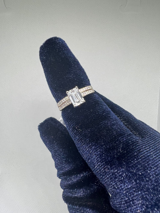 DC CERTIFIED Lab Grown Emerald Cut Diamond Bridal Set
