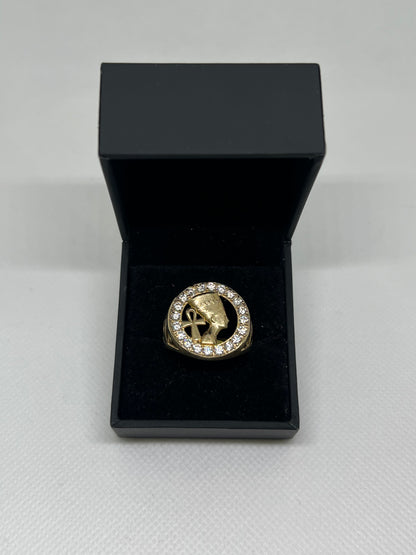 10K Solid Gold Princess Nefertiti Ring - Chain Included