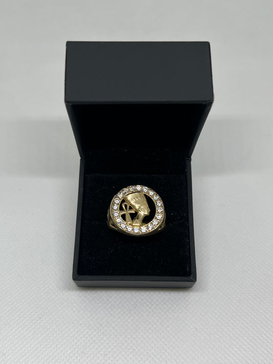 10K Solid Gold Princess Nefertiti Ring - Chain Included