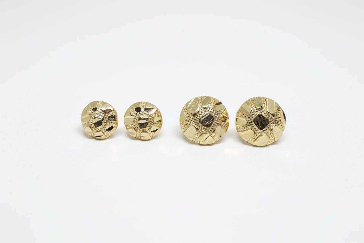 10K Gold Round Nugget Earrings