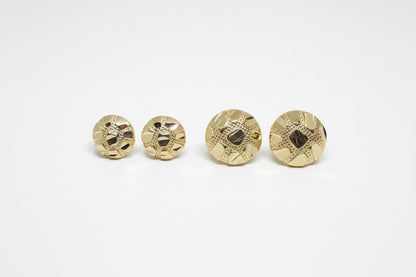 10K Gold Round Nugget Earrings
