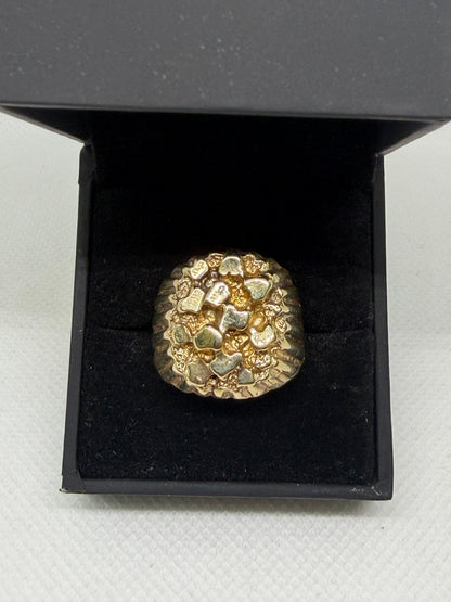 14K Solid Gold Nugget Ring - Size 9