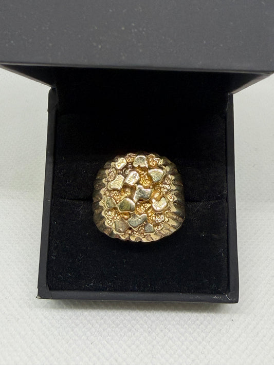 14K Solid Gold Nugget Ring - Size 9