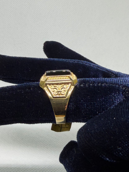 10K Solid Gold Black Onyx Ring - Size 11