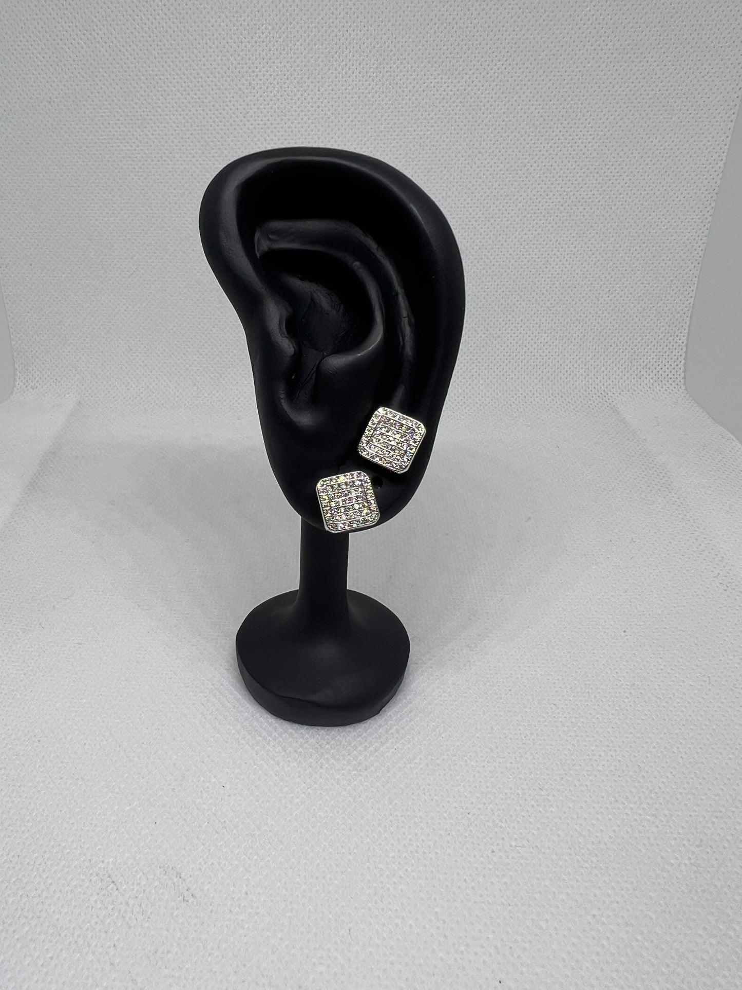 Sterling Silver Glacier Square Moissanite Earrings