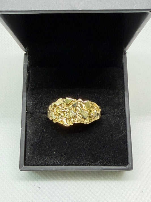10K Solid Gold Nugget Ring - Size 10.5