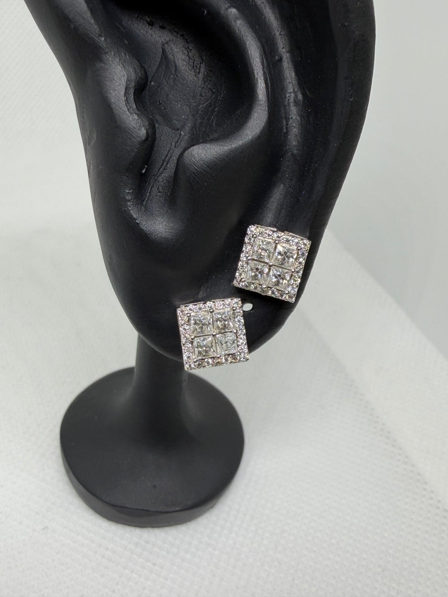 Sterling Silver Quad Glacier Cut Moissanite Earrings