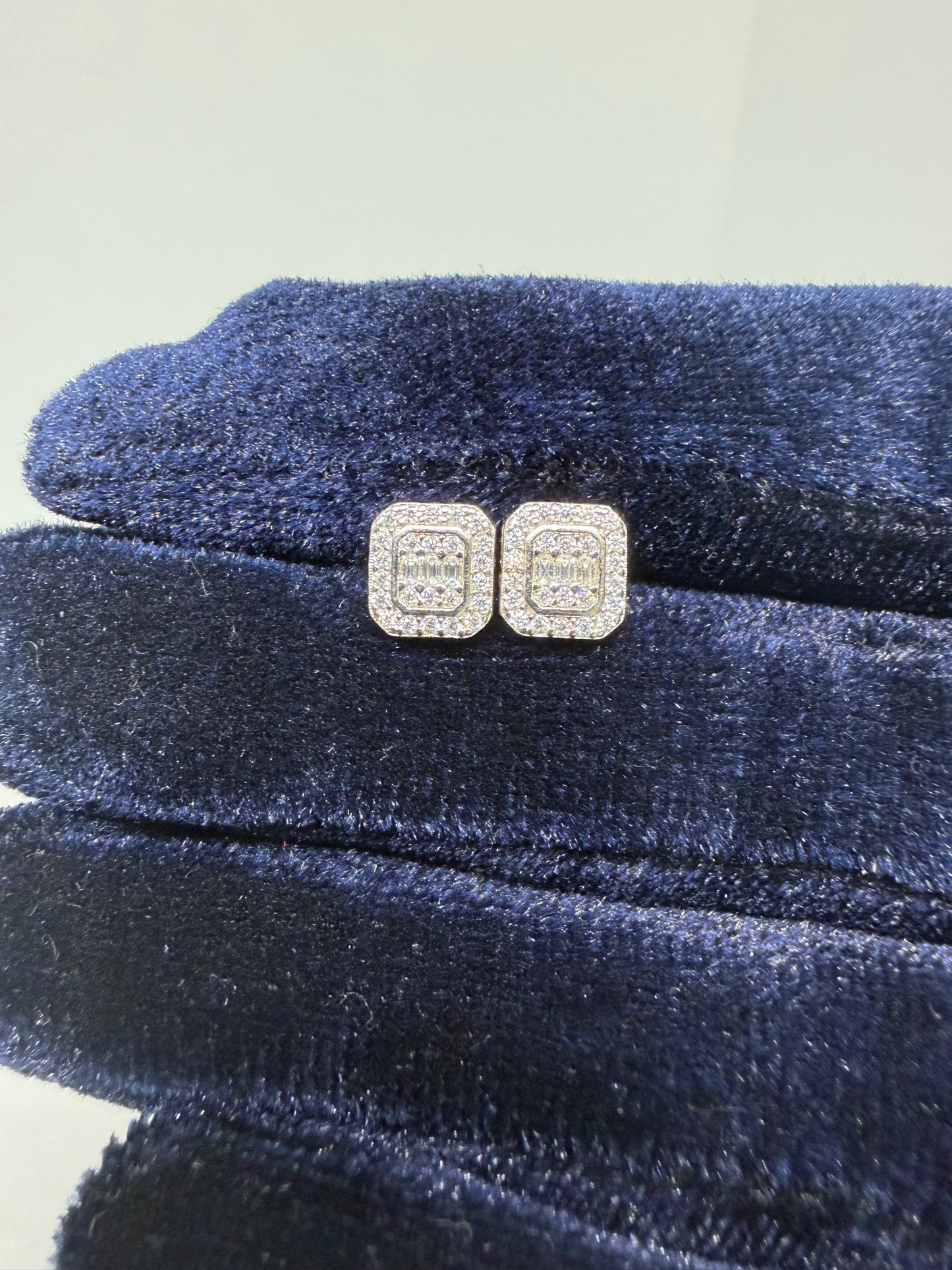 Sterling Silver Rectangle Moissanite Earrings
