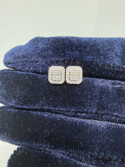Sterling Silver Rectangle Moissanite Earrings