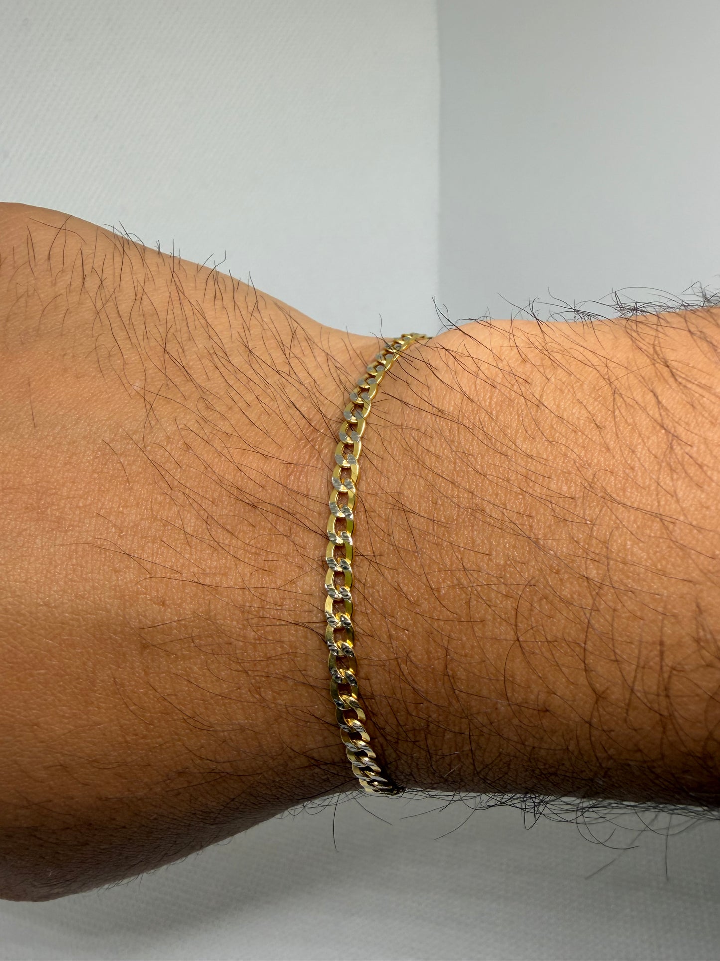 10K Solid Gold Cuban Diamond Cut Bracelet - 7 Inches