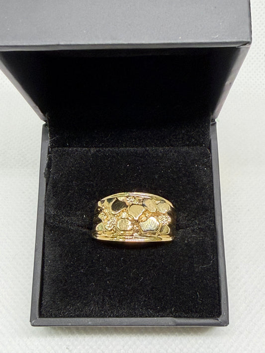 10K Solid Gold Nugget Ring - Size 8.5