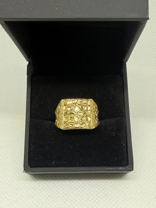 10K Solid Gold Nugget Ring - Size 7