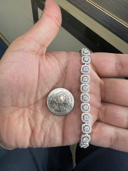 Silver Square Moissanite Bracelet