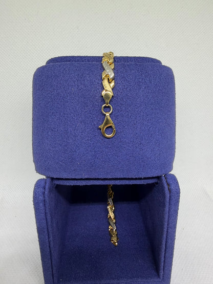 10K Solid Gold Two Tone X Bracelet - 7.75 Inches