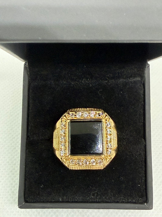 10K Solid Gold Black Onyx Ring - Size 11