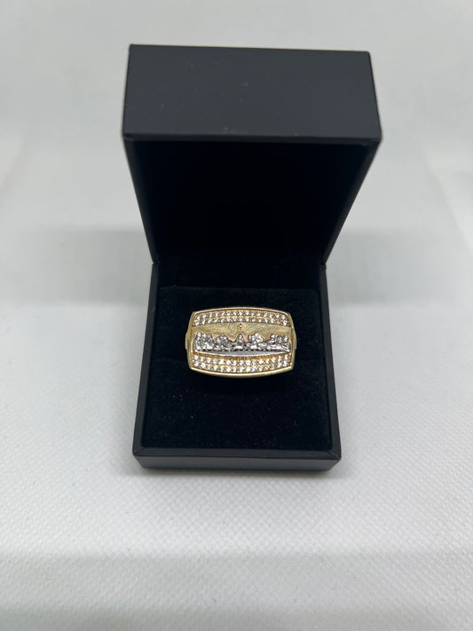 10K Solid Gold Last Supper Ring - Chain Included