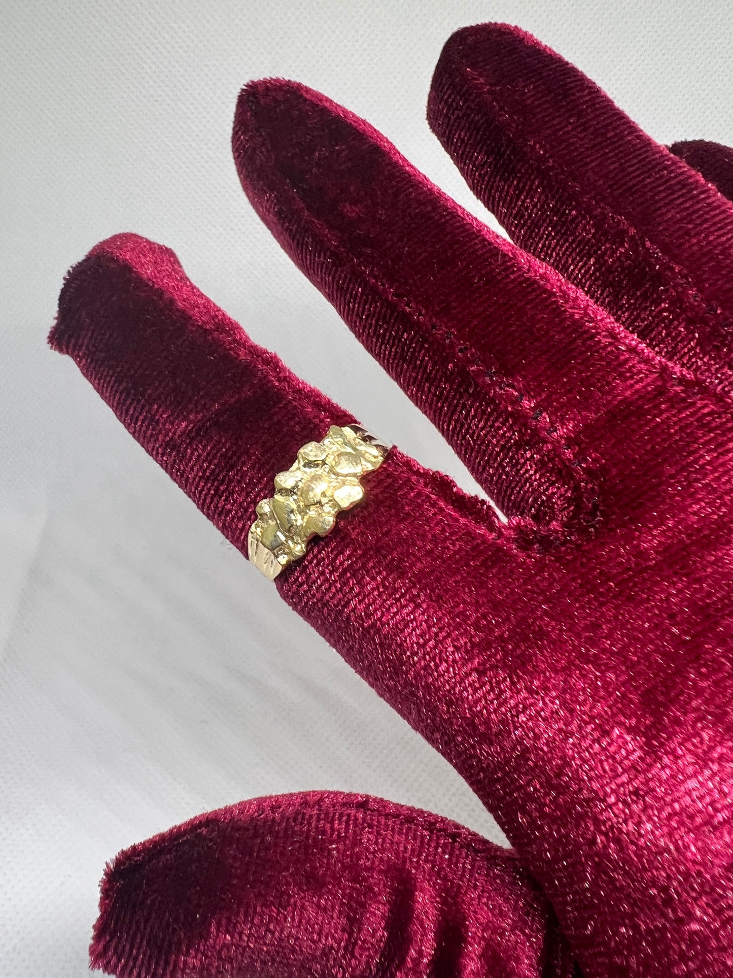10K Solid Gold Nugget Ring - Chain Included