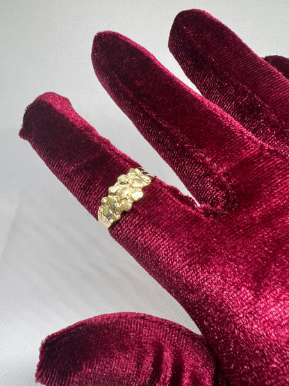 10K Solid Gold Nugget Ring - Chain Included