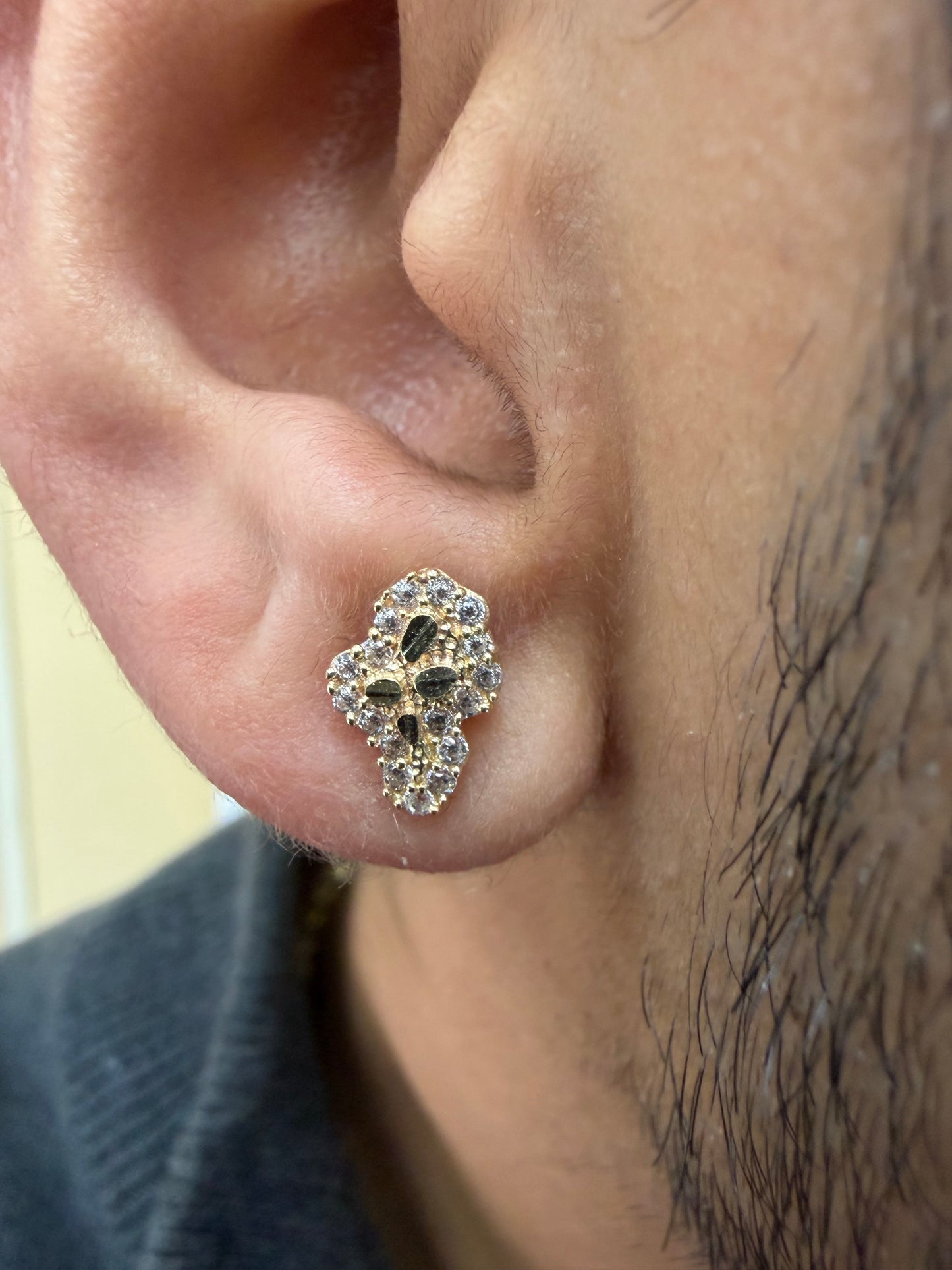 10K Glacier Cut Standard Nugget Earrings