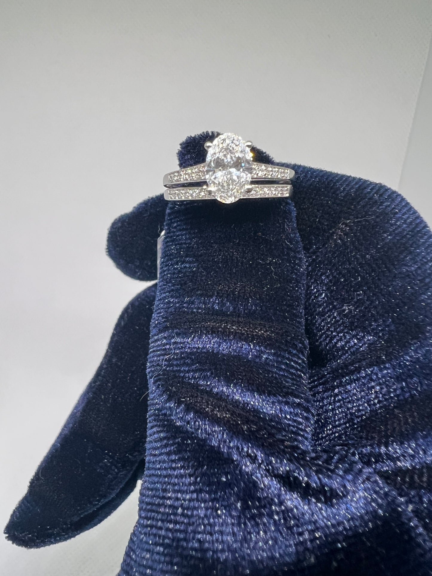 DC CERTIFIED Lab Grown Oval Solitaire Diamond Bridal Set