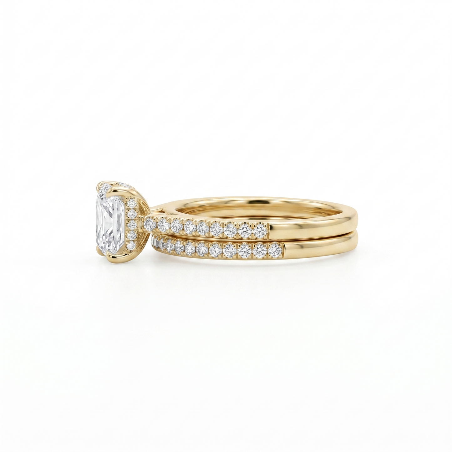 10K Yellow Gold Emerald Cut Bridal Set