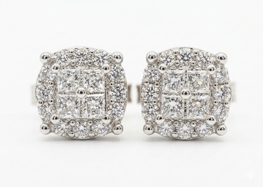 Sterling Silver Quad Moissanite Earrings