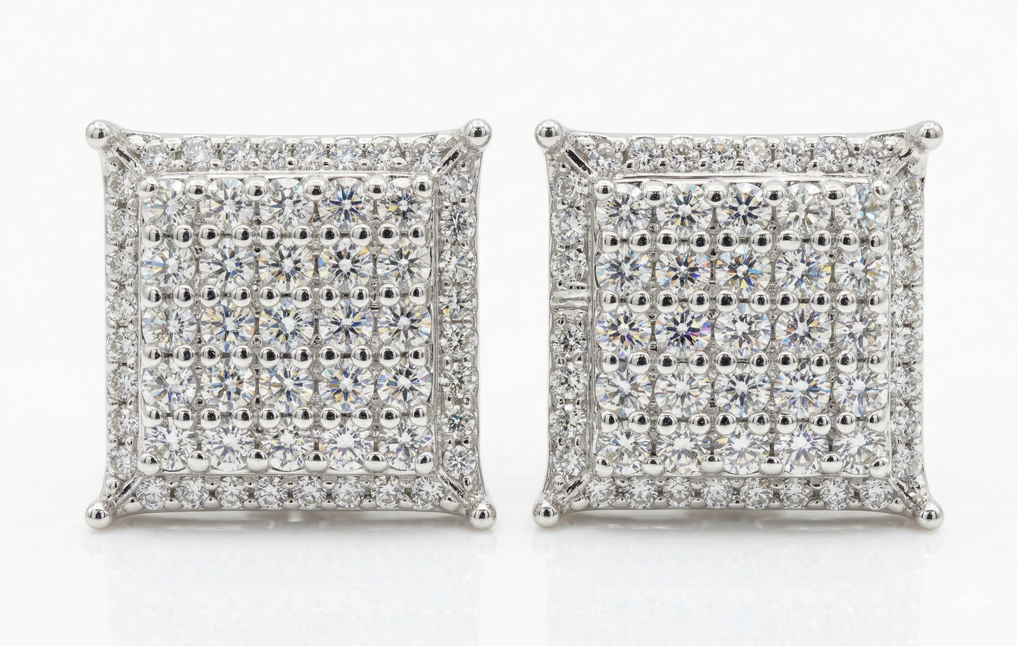 Sterling Silver Square Moissanite Earrings