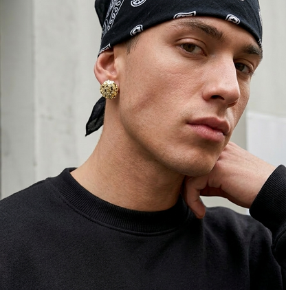 10K Round Gold Nugget Earrings