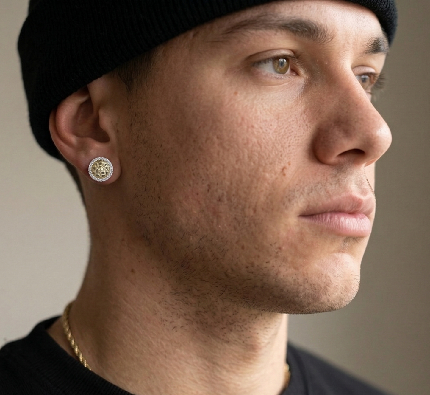 10K Glacier Cut Round Nugget Earrings