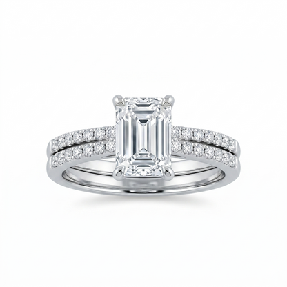 10K White Gold Emerald Cut Bridal Set