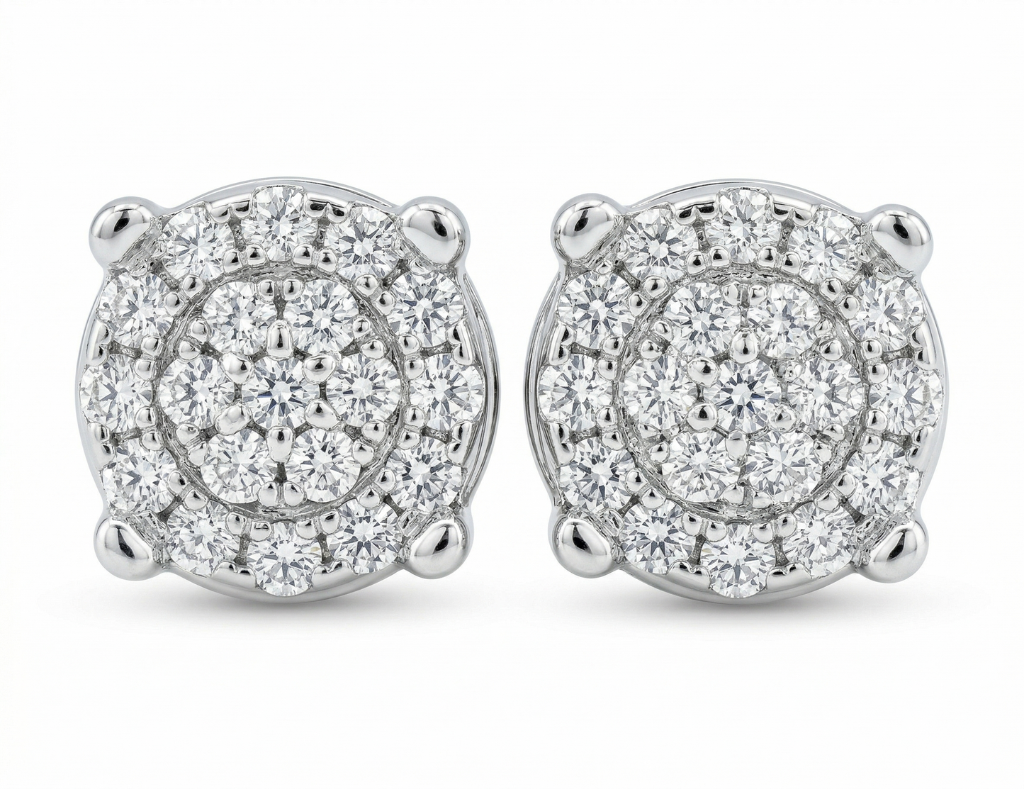 Sterling Silver Circle Cluster Moissanite Earrings