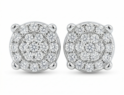 Sterling Silver Circle Cluster Moissanite Earrings