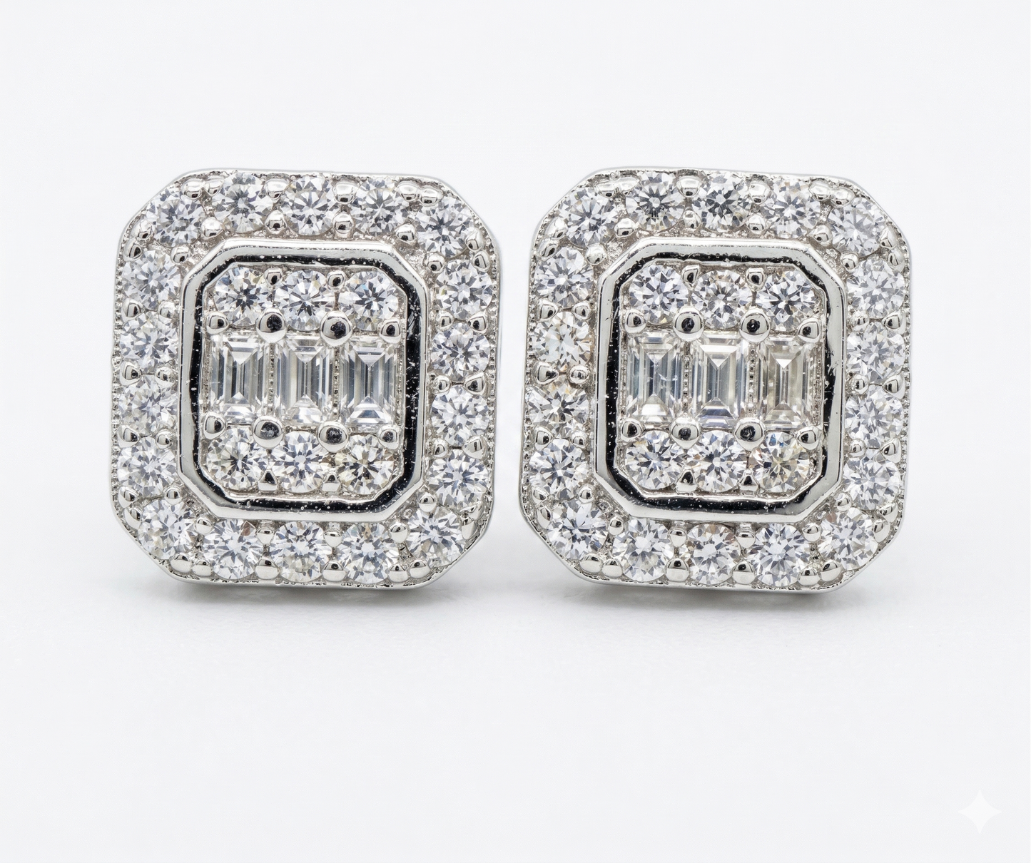 Sterling Silver Rectangle Moissanite Earrings