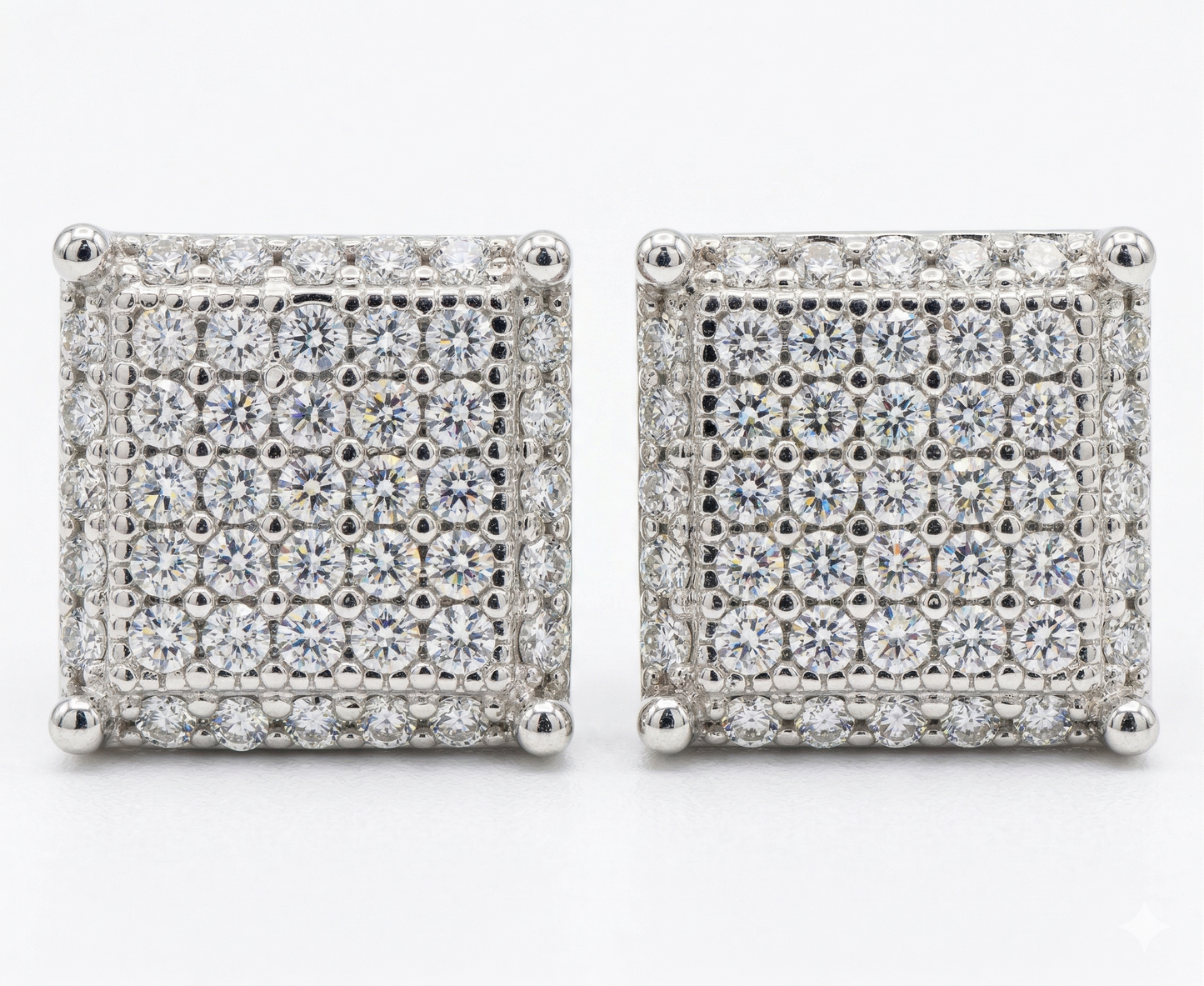 Sterling Silver Cluster Square Moissanite Earrings