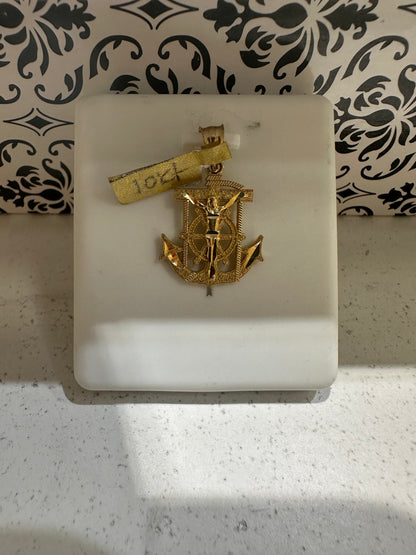 10K Crucifix Anchor Pendant