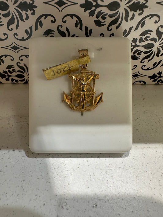 10K Crucifix Anchor Pendant