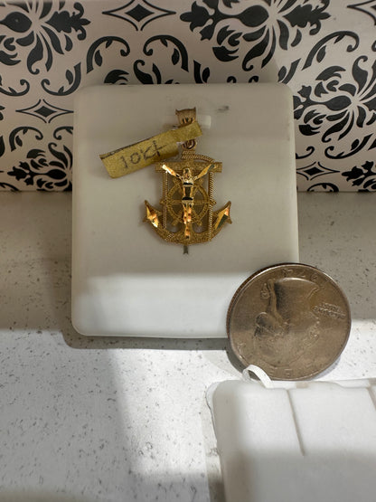 10K Crucifix Anchor Pendant