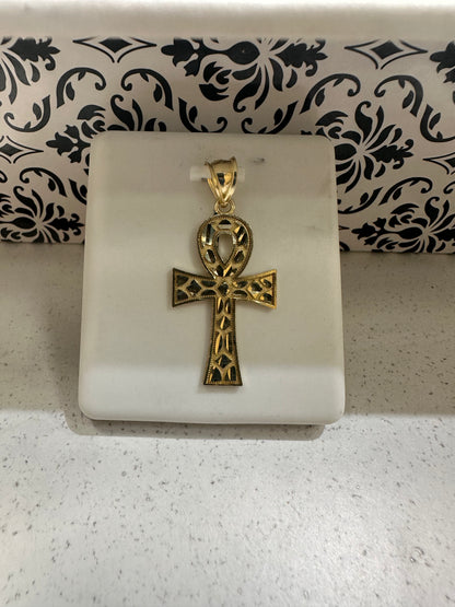 10K Nugget Ankh Pendant