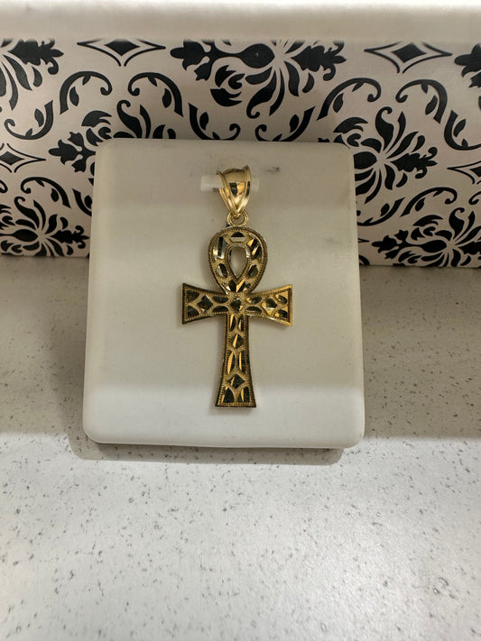 10K Nugget Ankh Pendant