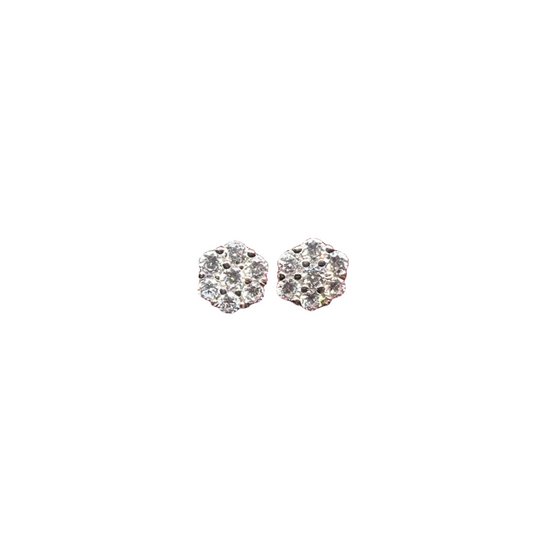 VS Silver Moissanite Flower Stud Earrings