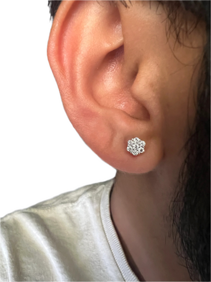 VS Silver Moissanite Flower Stud Earrings