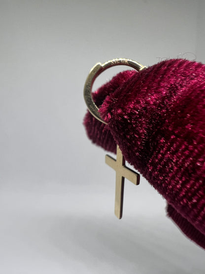 10K Yellow Gold Hanging Cross Earrings - Chain Included