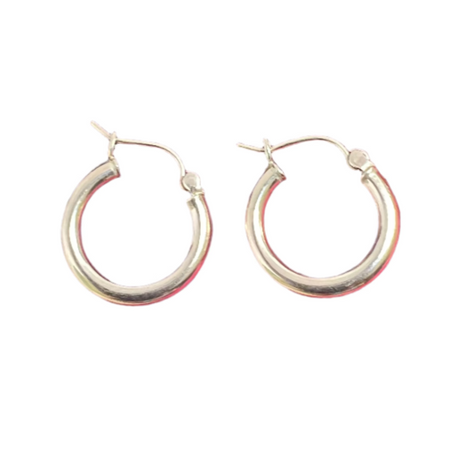 10K Yellow Gold Hoop Earrings - Chain Included