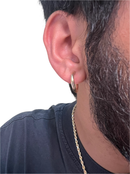 10K Yellow Gold Hoop Earrings - Chain Included