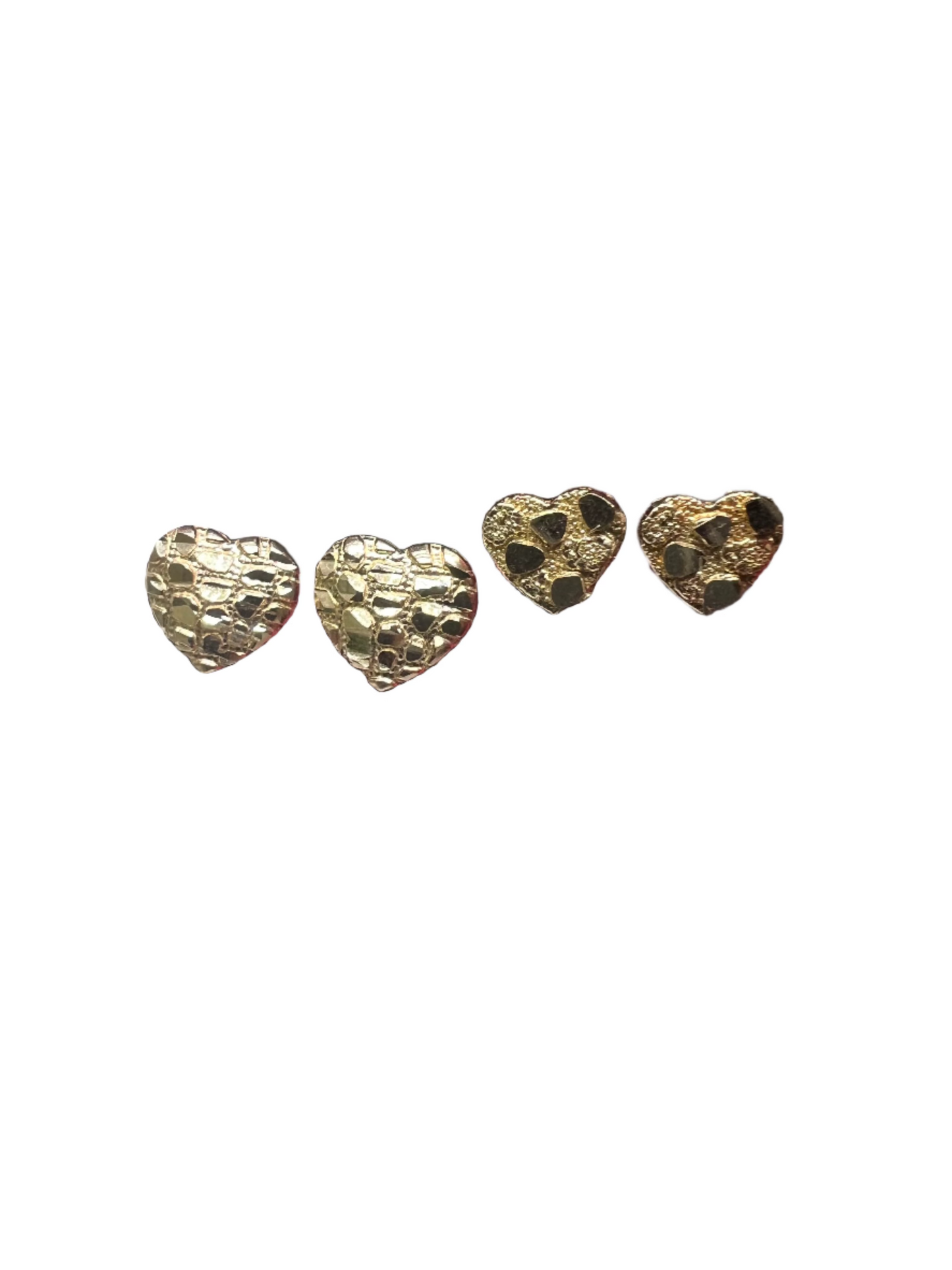 10K Yellow Gold Heart Nugget Earrings - Chain Included